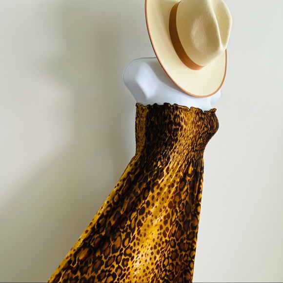 Beautiful Mixed Leopard Print Tube Maxi Dress Size L - Picture 6 of 11